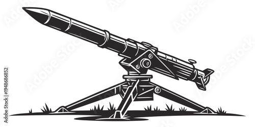 a large rocket launcher on a tripod stand Vector