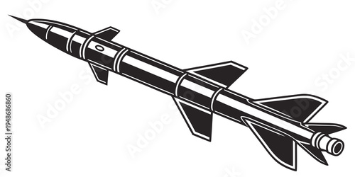a black and white drawing of a missile Vector
