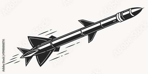a black and white drawing of a missile Vector