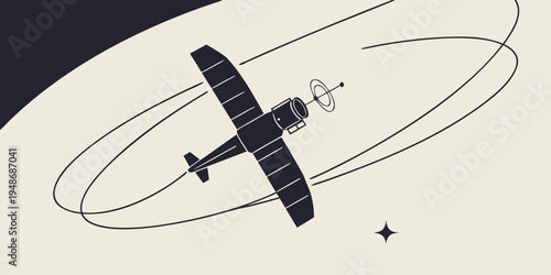 a small black airplane flying through the sky Vector