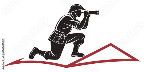 a man kneeling down and taking a photo with a camera Vector