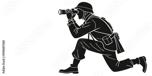 a man in a uniform is taking a picture with a camera Vector