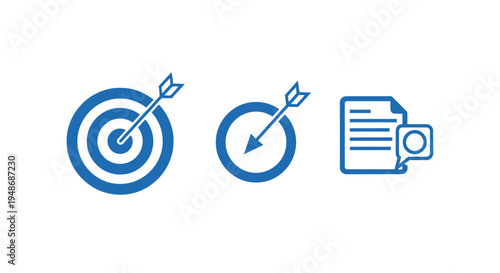 Blue target icons representing goals, strategy, and planning concepts.