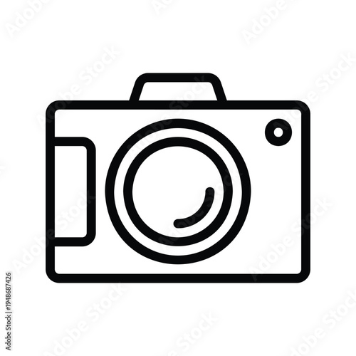 Simple Outline Icon of a Modern Digital Camera for Photography.