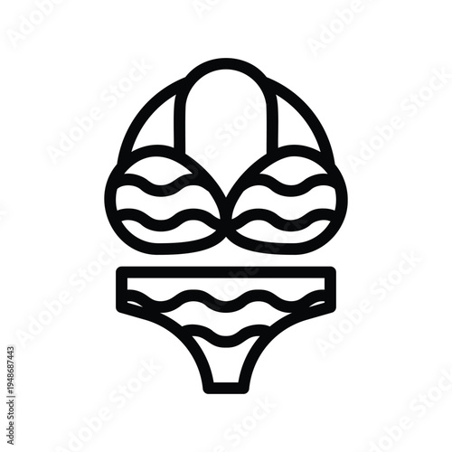 Simple Line Art Icon of a Two Piece Bikini Swimsuit.