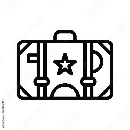 Stylish Travel Suitcase with Star Icon Outline.