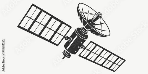 a satellite with solar panels and a dish antenna Vector