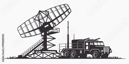 a large radar system mounted on a truck Vector