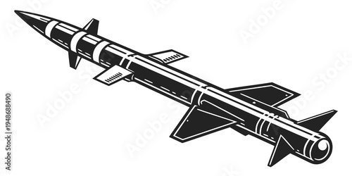 a missile with fins and guidance system Vector