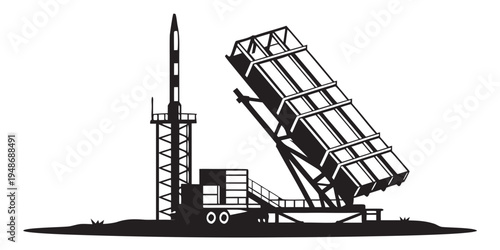 a large missile launcher on a launchpad Vector