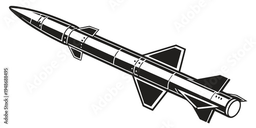 a missile with fins and guidance system Vector