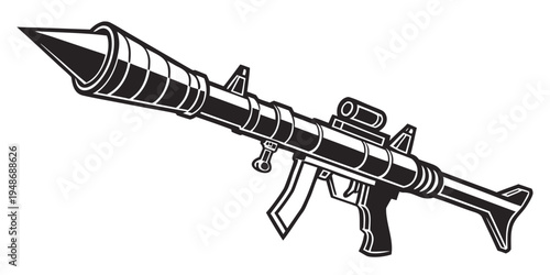 a black and white drawing of a rocket launcher Vector