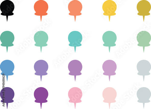 Colorful push pin icons
