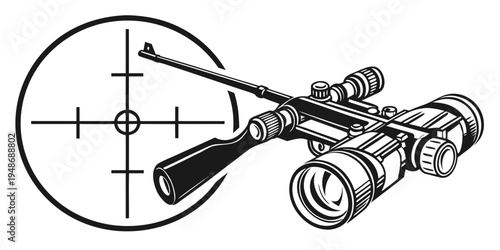 a rifle with a scope and a crosshair Vector