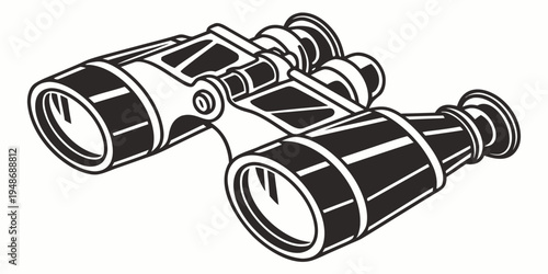 a pair of black binoculars with a detailed design Vector