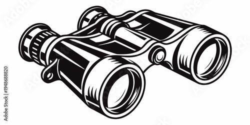 a pair of black and white binoculars Vector