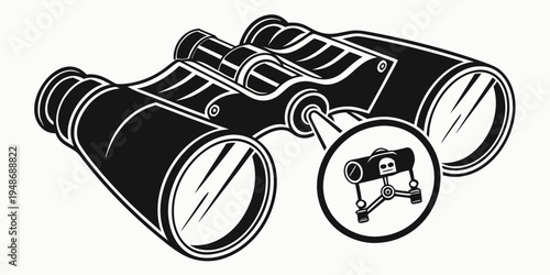 a pair of binoculars with a strap Vector