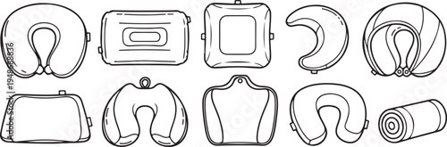 Various types of luggage and travel accessories illustrated in a lineup Vector