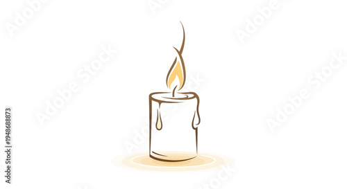 Vector illustration of a single burning candle