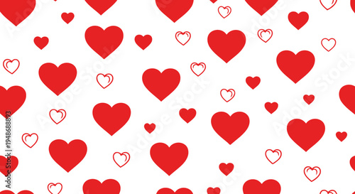 Red hearts on white background