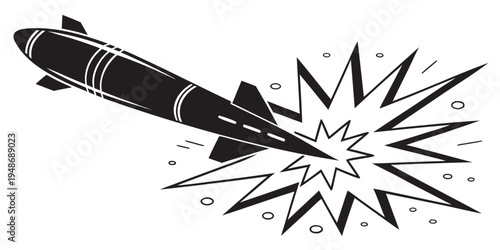 a black and white illustration of a missile Vector