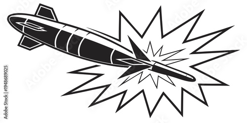 a black and white drawing of a missile Vector
