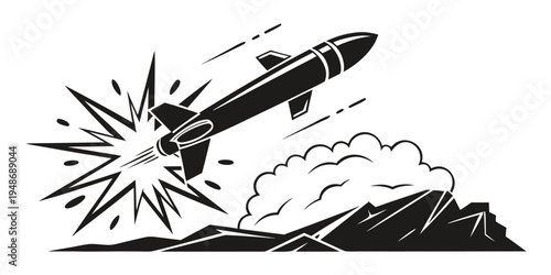 a missile hitting the ground and exploding Vector