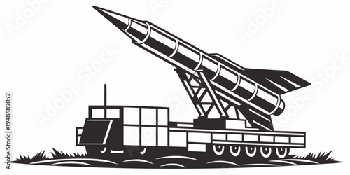 a large military missile launcher on a truck Vector
