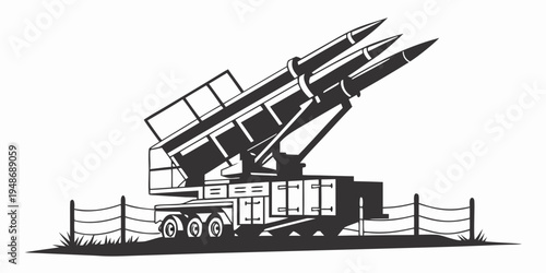 a large missile launcher on a truck Vector