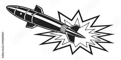 a black and white illustration of a rocket Vector