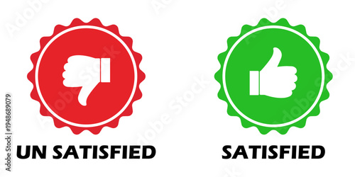 Satisfied and unsatisfied icons with thumbs
