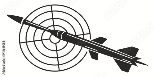 a black and white illustration of a missile hitting a target Vector