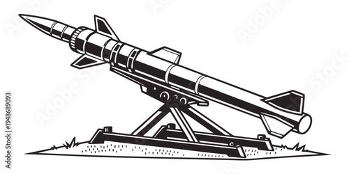 a large rocket launcher on a launchpad Vector