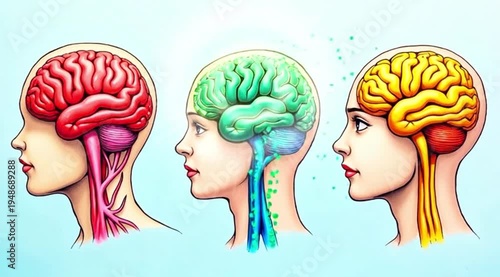 Wallpaper Mural A video showcasing human brain with colorful neurons and synapses connections Torontodigital.ca