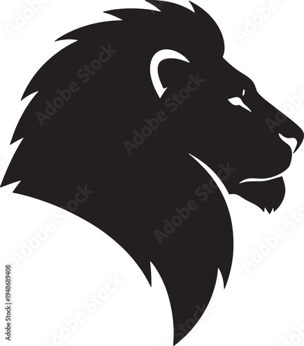 Lion head silhouette profile view with mane  animal icon