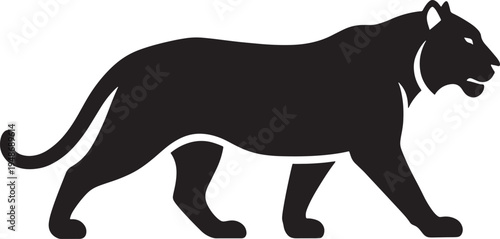 Panther walking silhouette profile view  big cat in motion