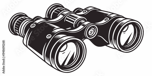 a pair of black binoculars Vector