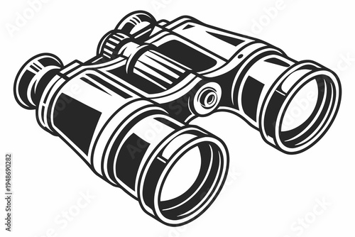 a pair of shiny binoculars with detailed eyepieces Vector