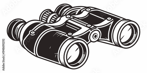 a pair of black binoculars with a detailed design Vector