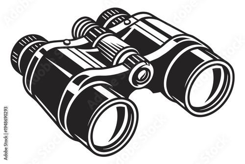 a pair of black binoculars with a detailed design Vector