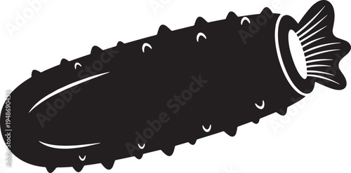 Cucumber vegetable illustration with spiky skin and tail end  fresh produce