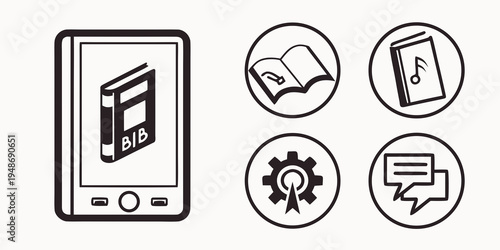 a smartphone with four icons on the screen Vector