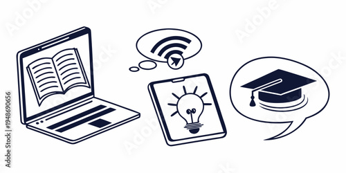 online education and learning concept Vector
