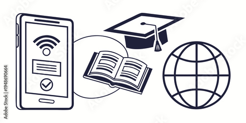 online education and learning concept Vector