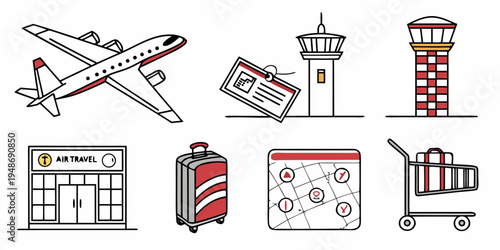 a collection of airport and travel related icons Vector