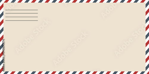 Air mail letter. Post stamp. Airmail frame postcard. Blue red stripes pattern.eps,10