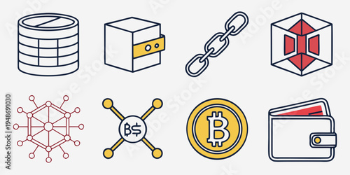 a collection of icons representing various digital concepts Vector