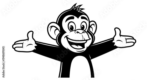 Black and white monkey cartoon character.