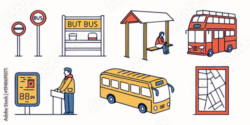 a set of colorful transportation and traffic icons Vector