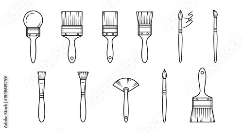 Collection of various paint brushes tools.